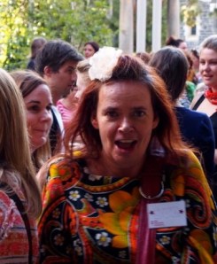 me looking over excited at Big Hearted Business conference. Photo courtesy Pip Lincolne