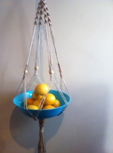 macrame blue bowl with lemons